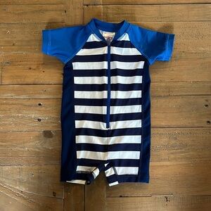 Hanna andersson blue striped one piece swim